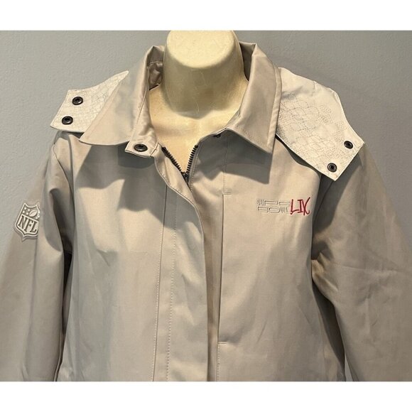 New Official NFL Super Bowl LIX Staff Anorak Beige Zip Hooded Jacket - Picture 5 of 14